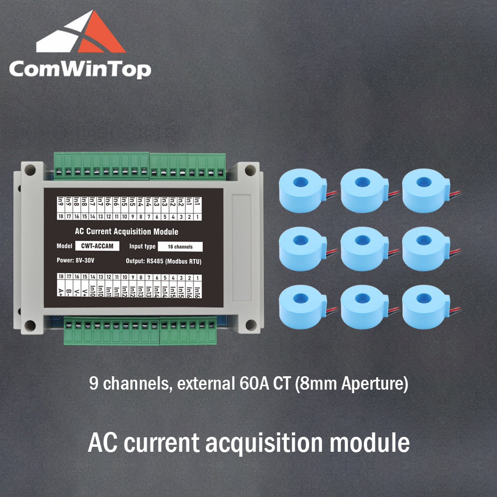 16-channel RS485 Modbus AC Current Acquisition Module