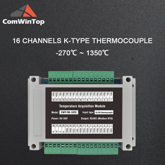 16 channels K-type thermocouple Rs485 Modbus Output Temperature Acquisition Module