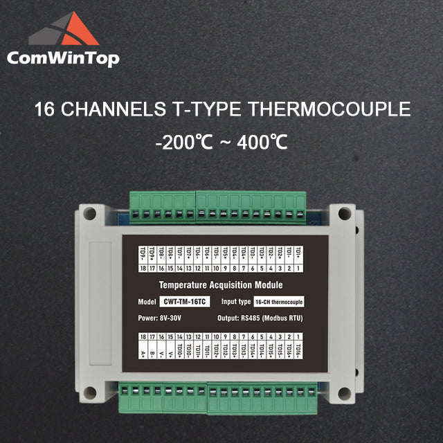 16 channels K-type thermocouple Rs485 Modbus Output Temperature Acquisition Module