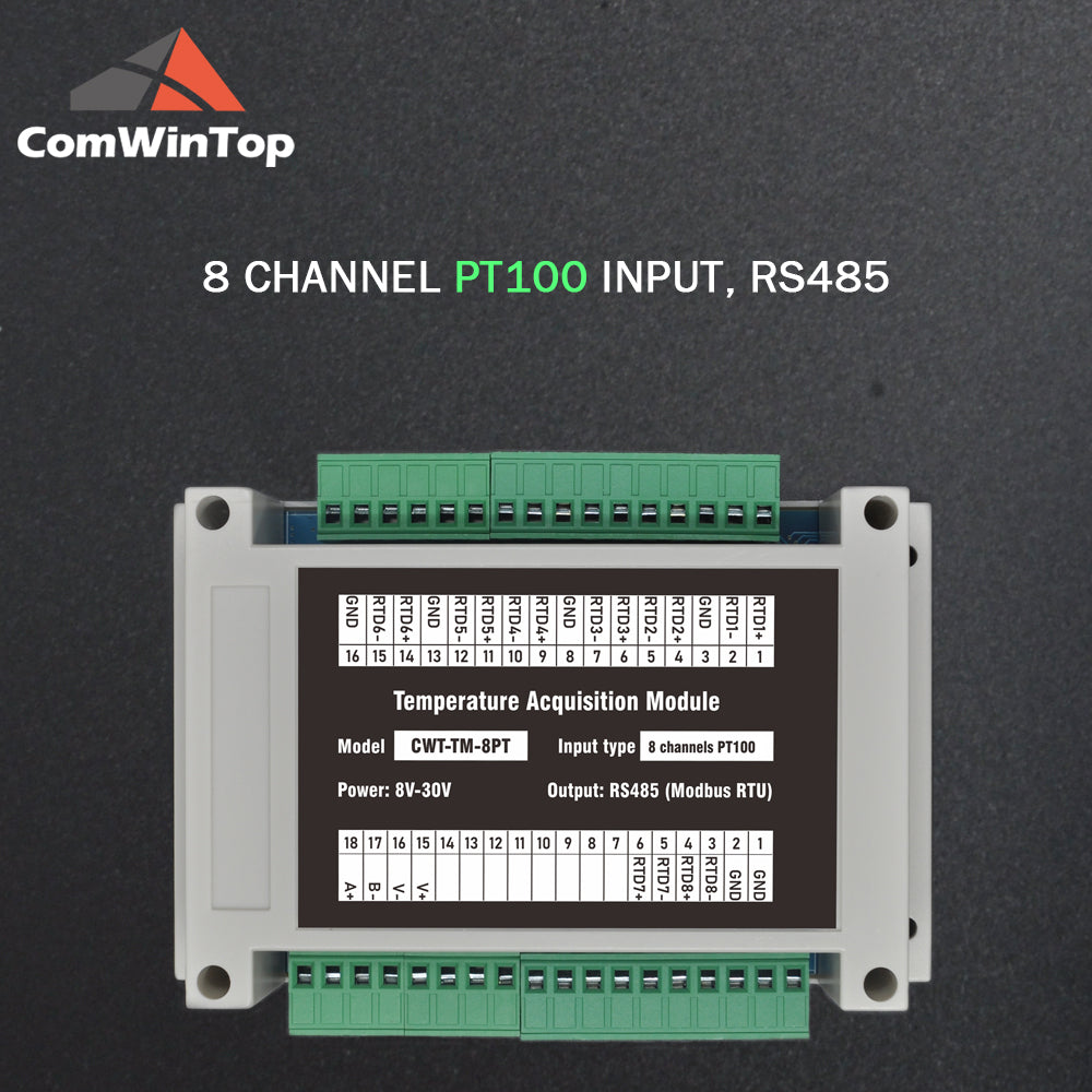 8 channels PT100/PT1000 Rs485 Modbus Output Temperature Acquisition Module
