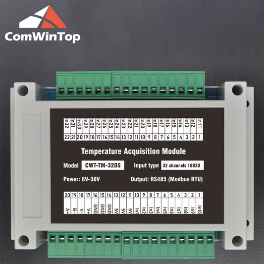 32 channels 18B20 Rs485 Modbus Output Temperature Acquisition Module