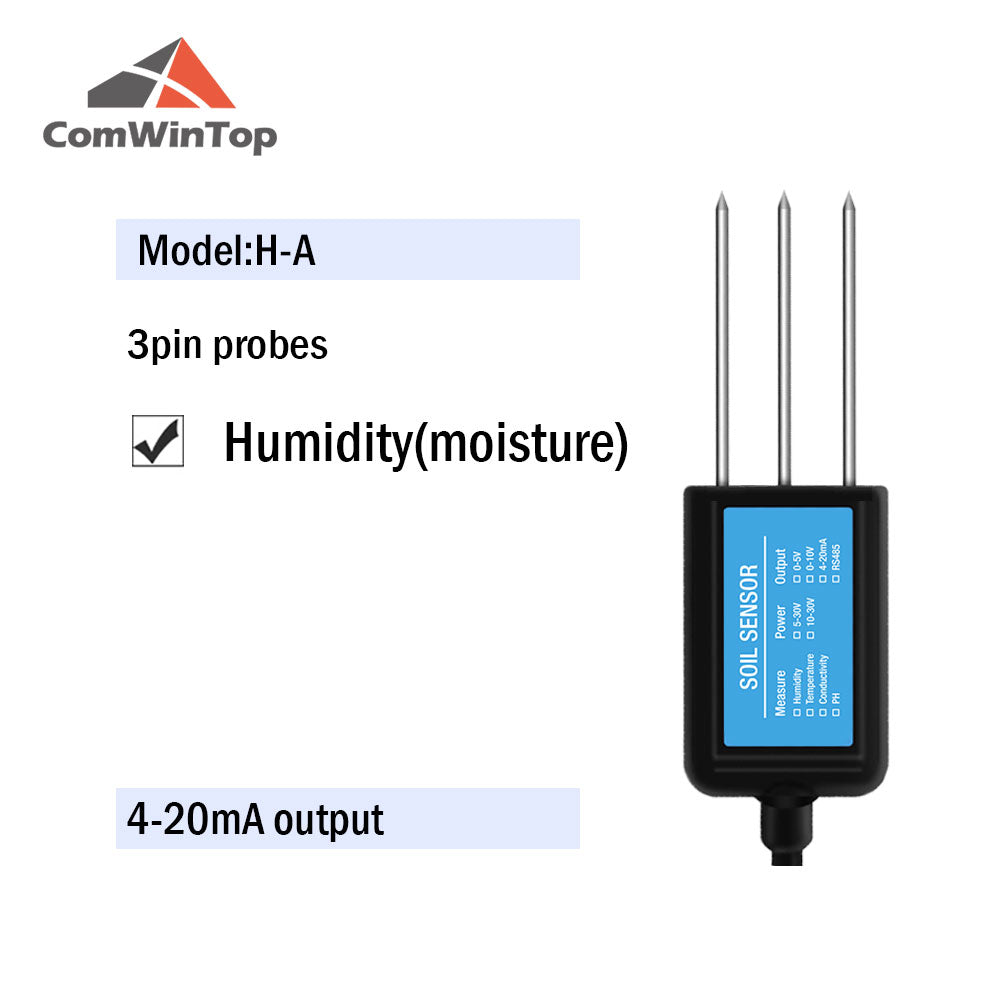 RS485 4-20mA Soil Temperature Humidity Moisture Conductivity EC PH Sensor