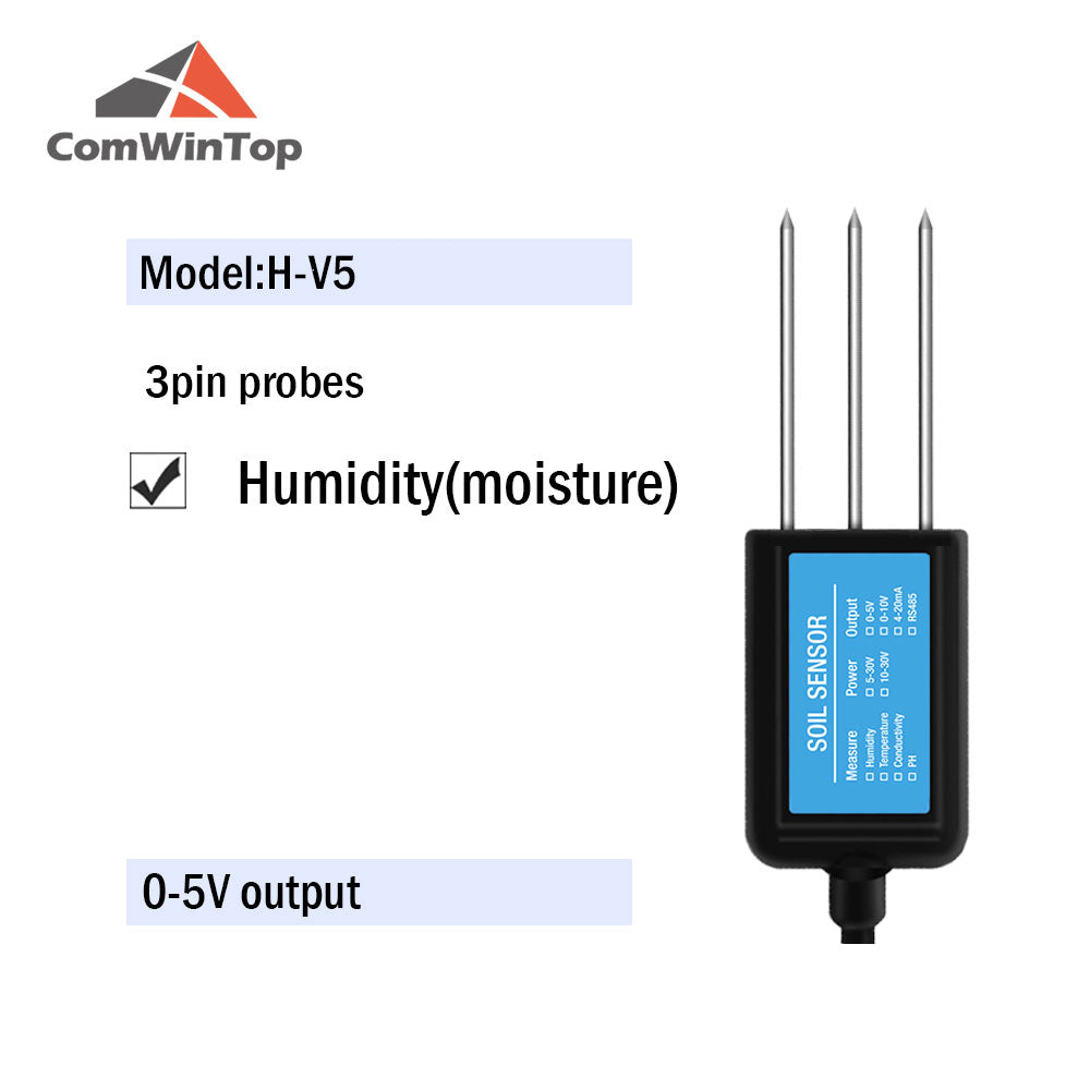 RS485 4-20mA Soil Temperature Humidity Moisture Conductivity EC PH Sensor