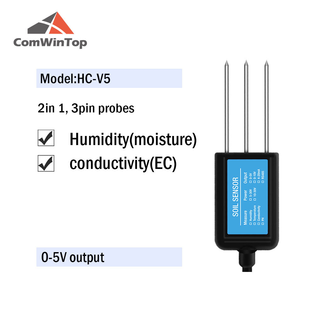 RS485 4-20mA Soil Temperature Humidity Moisture Conductivity EC PH Sensor