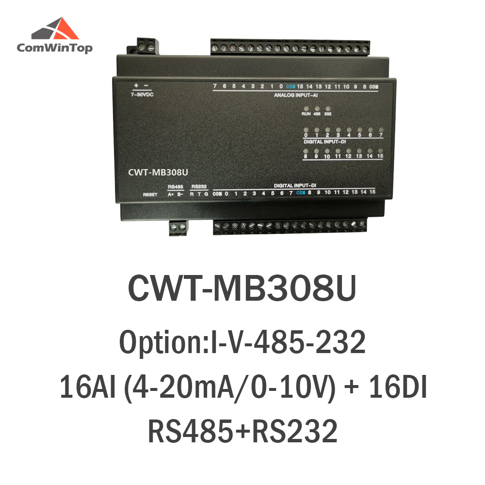 CWT-MB308U 16AI+16DI RS485 RS232 Ethernet Modbus Rtu Tcp Io Acquisition Module