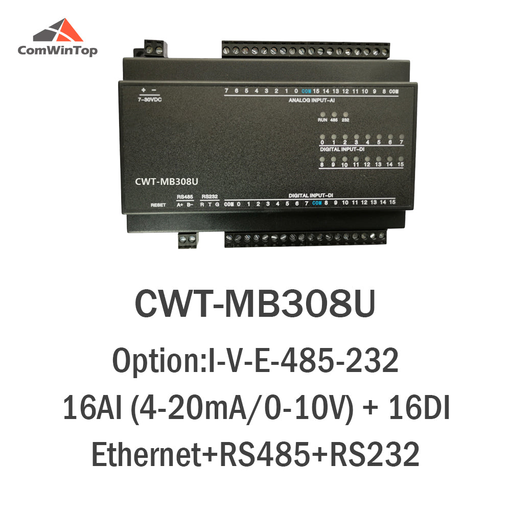 CWT-MB308U 16AI+16DI RS485 RS232 Ethernet Modbus Rtu Tcp Io Acquisition Module