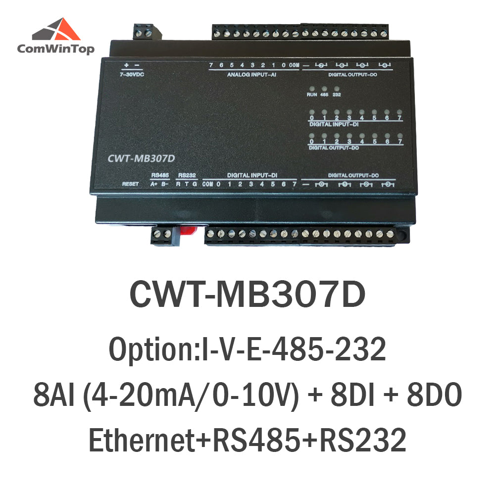 CWT-MB307D 8AI+8DI+8DO RS485 RS232 Ethernet Modbus Rtu Tcp Io Acquisition Module