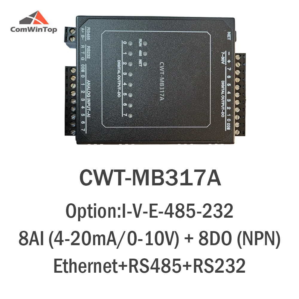 CWT-MB317A 8AI+8DO(NPN) RS485 RS232 Ethernet Modbus Rtu Tcp Io Acquisition Module