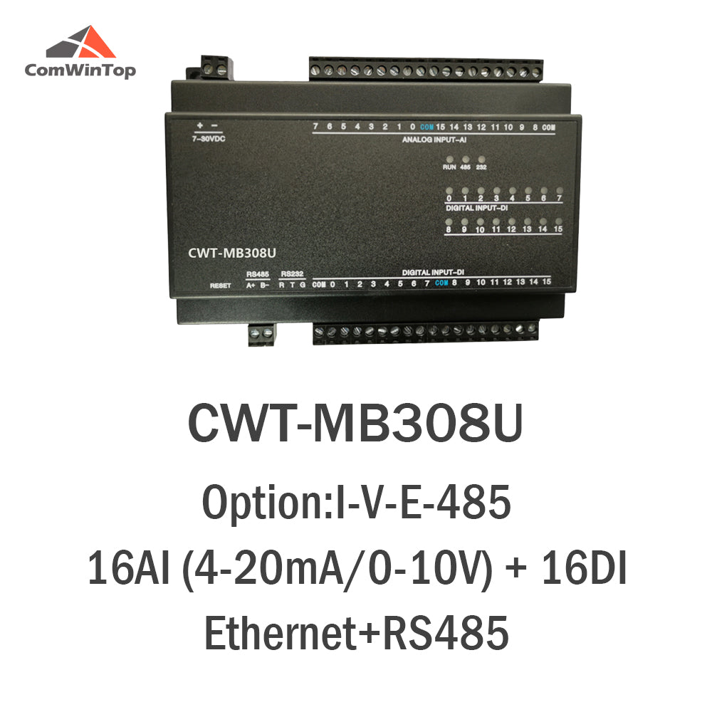 CWT-MB308U 16AI+16DI RS485 RS232 Ethernet Modbus Rtu Tcp Io Acquisition Module