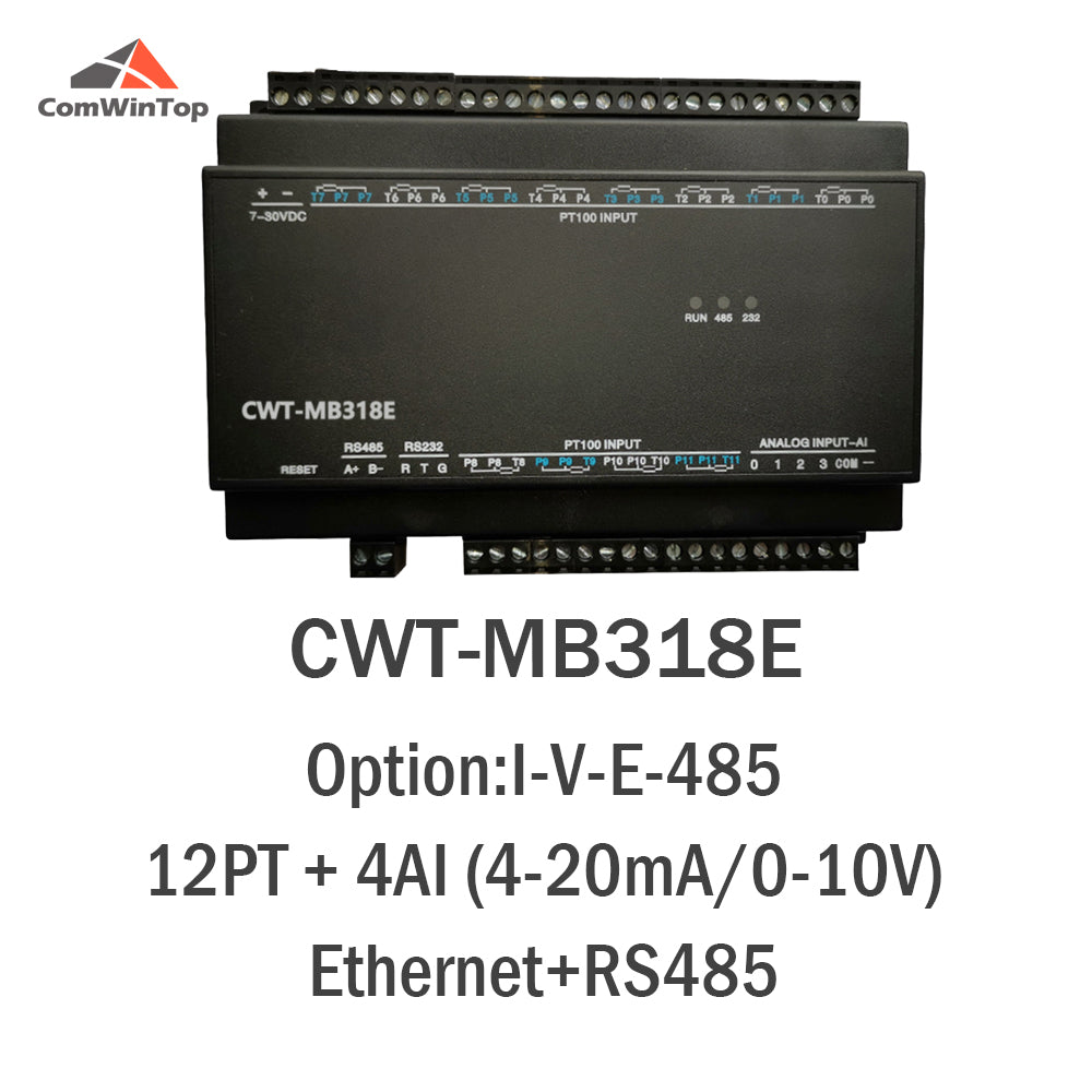 CWT-MB318E 12PT+4AI RS485 RS232 Ethernet Modbus Rtu Tcp Io Acquisition Module