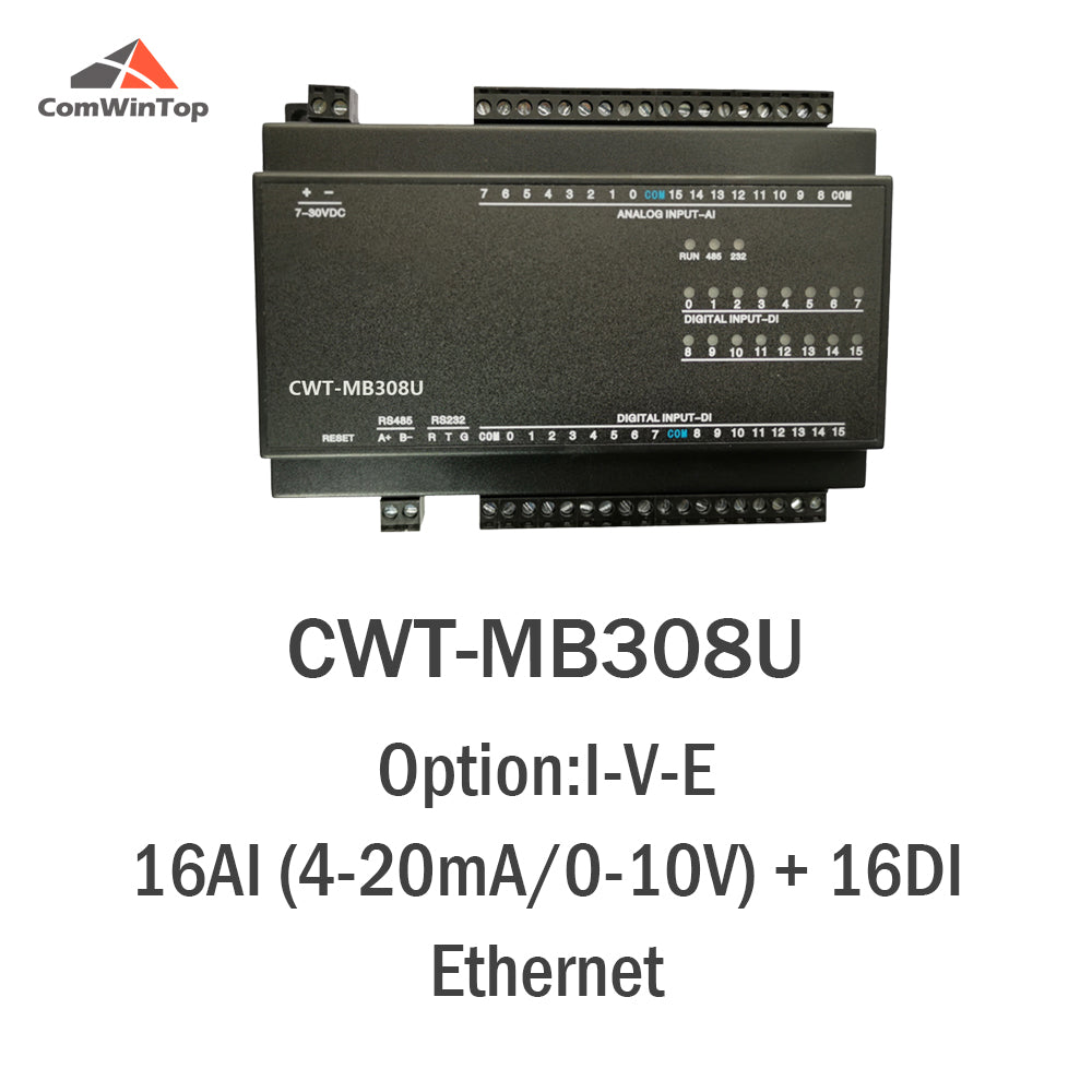 CWT-MB308U 16AI+16DI RS485 RS232 Ethernet Modbus Rtu Tcp Io Acquisition Module