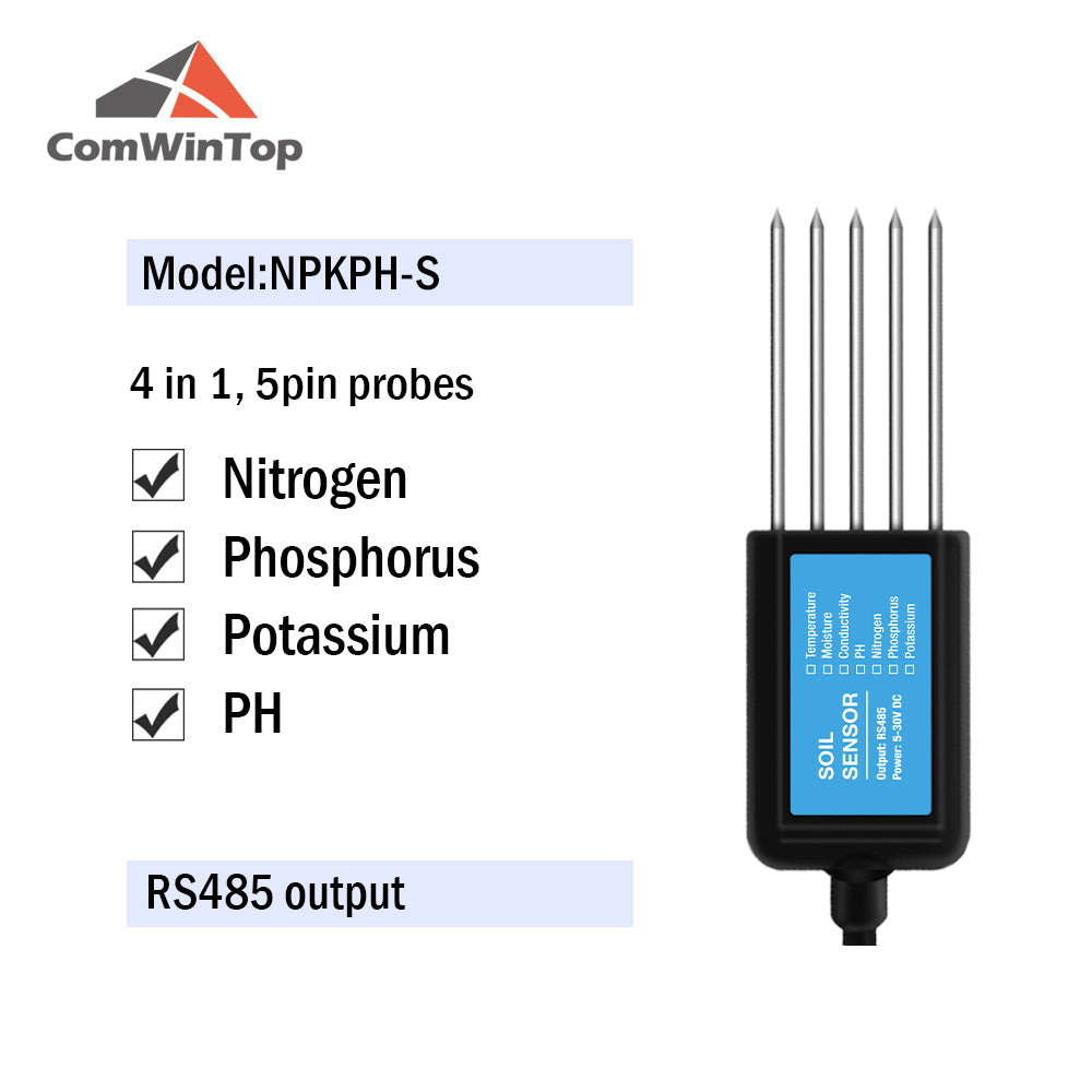 RS485 4-20mA Soil Temperature Humidity Moisture Conductivity EC PH Sensor