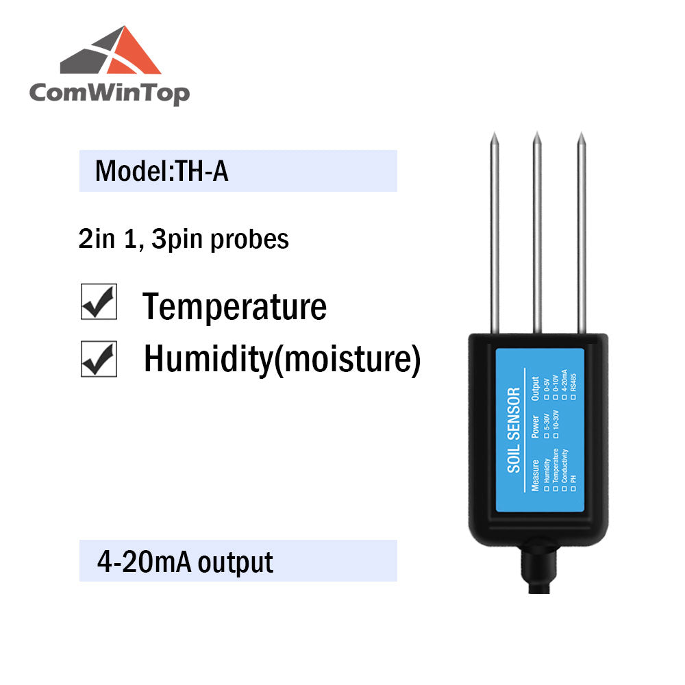 RS485 4-20mA Soil Temperature Humidity Moisture Conductivity EC PH Sensor