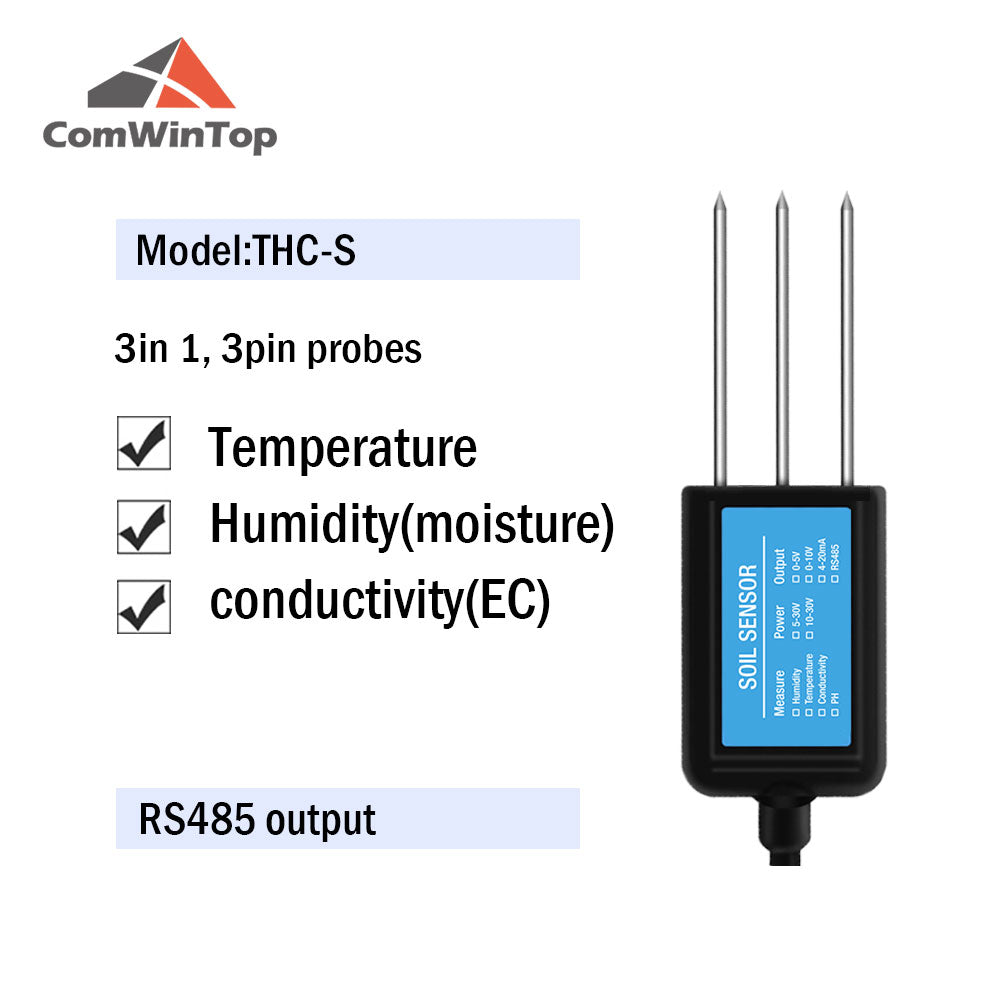 RS485 4-20mA Soil Temperature Humidity Moisture Conductivity EC PH Sensor