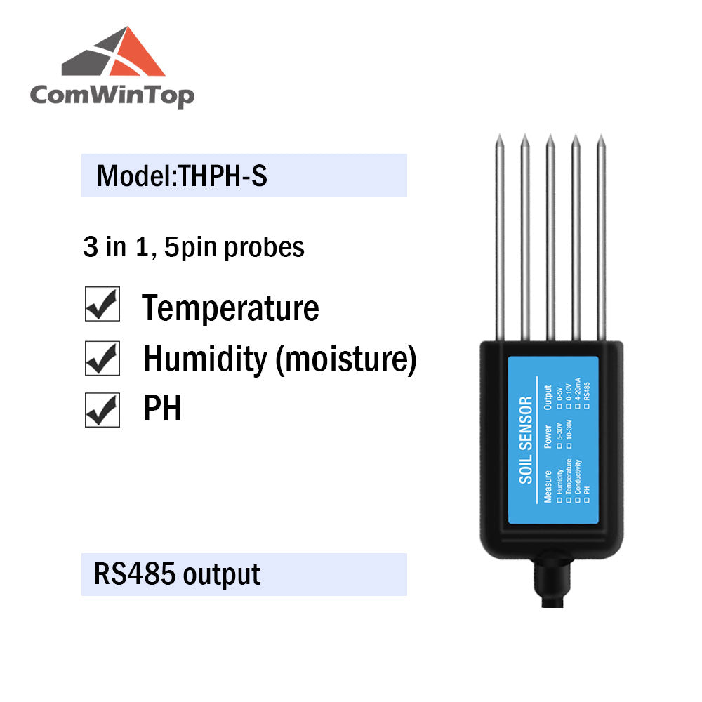 RS485 4-20mA Soil Temperature Humidity Moisture Conductivity EC PH Sensor