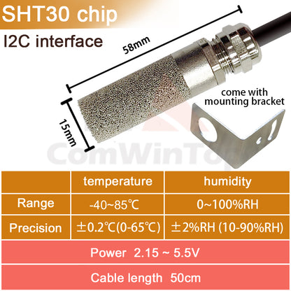 SHT20 SHT30 SHTC3 SHT35 I2C Temperature Humidity Sensor Probe