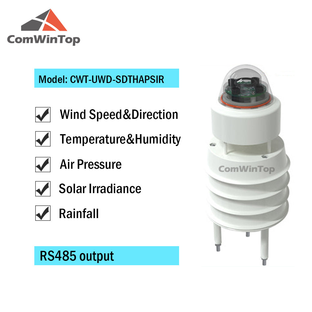 RS485 Ultrasonic Wind Speed and Direction Sensor Temperature Humidity Noise PM2.5 Pressure Light Rainfall Small Weather Station