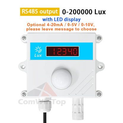 Light sensor 0-10V 0-5V 4-20mA RS485 200000Lux 65535Lux industrial intensity illumination acquisition transmitter
