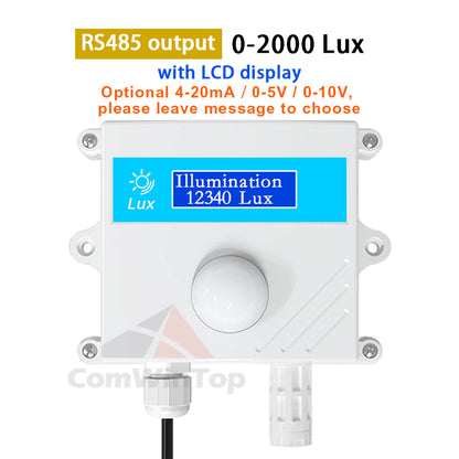 Light sensor 0-10V 0-5V 4-20mA RS485 200000Lux 65535Lux industrial intensity illumination acquisition transmitter