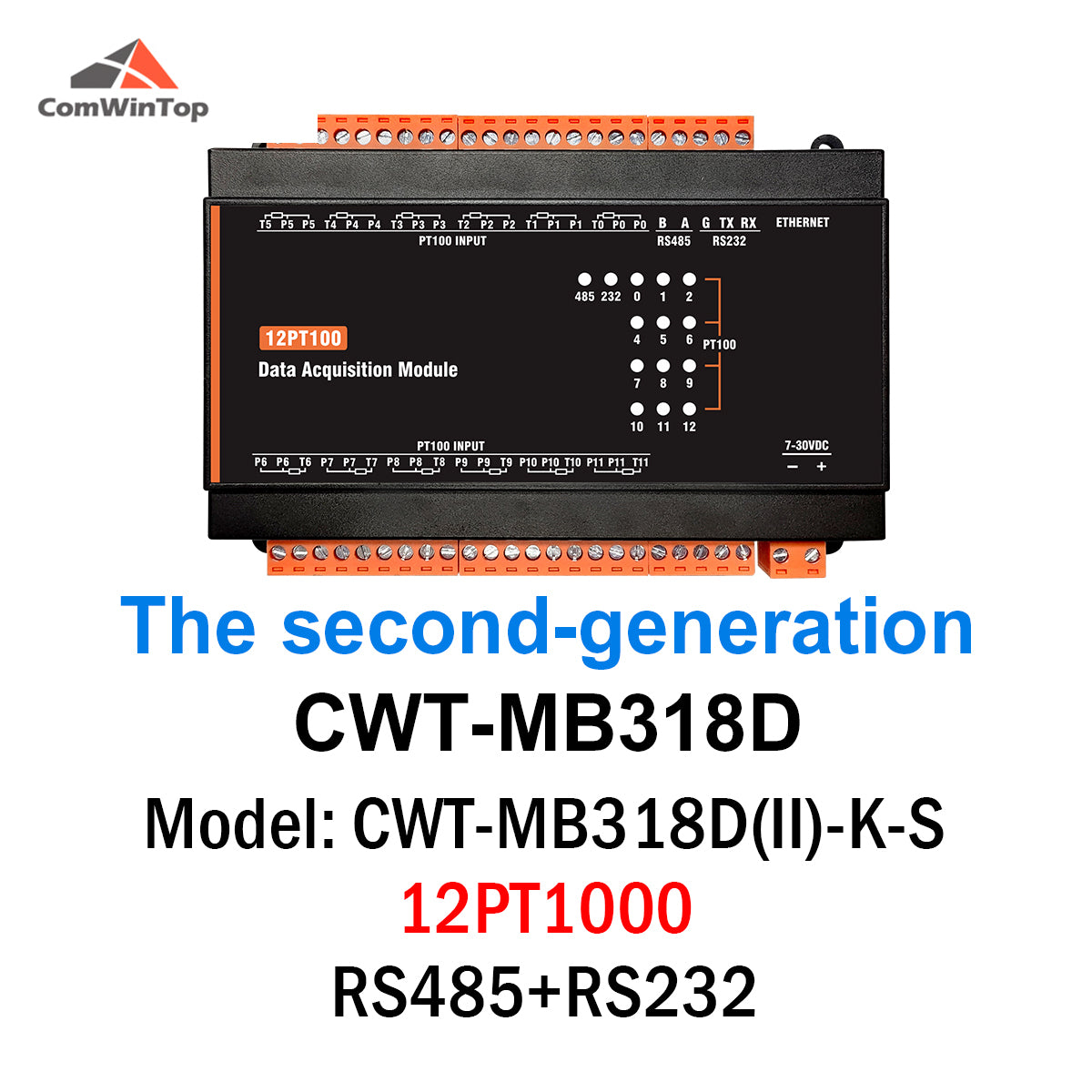 CWT-MB318D 12PT 12-Channel PT100 Temperature Modbus Acquisition Module