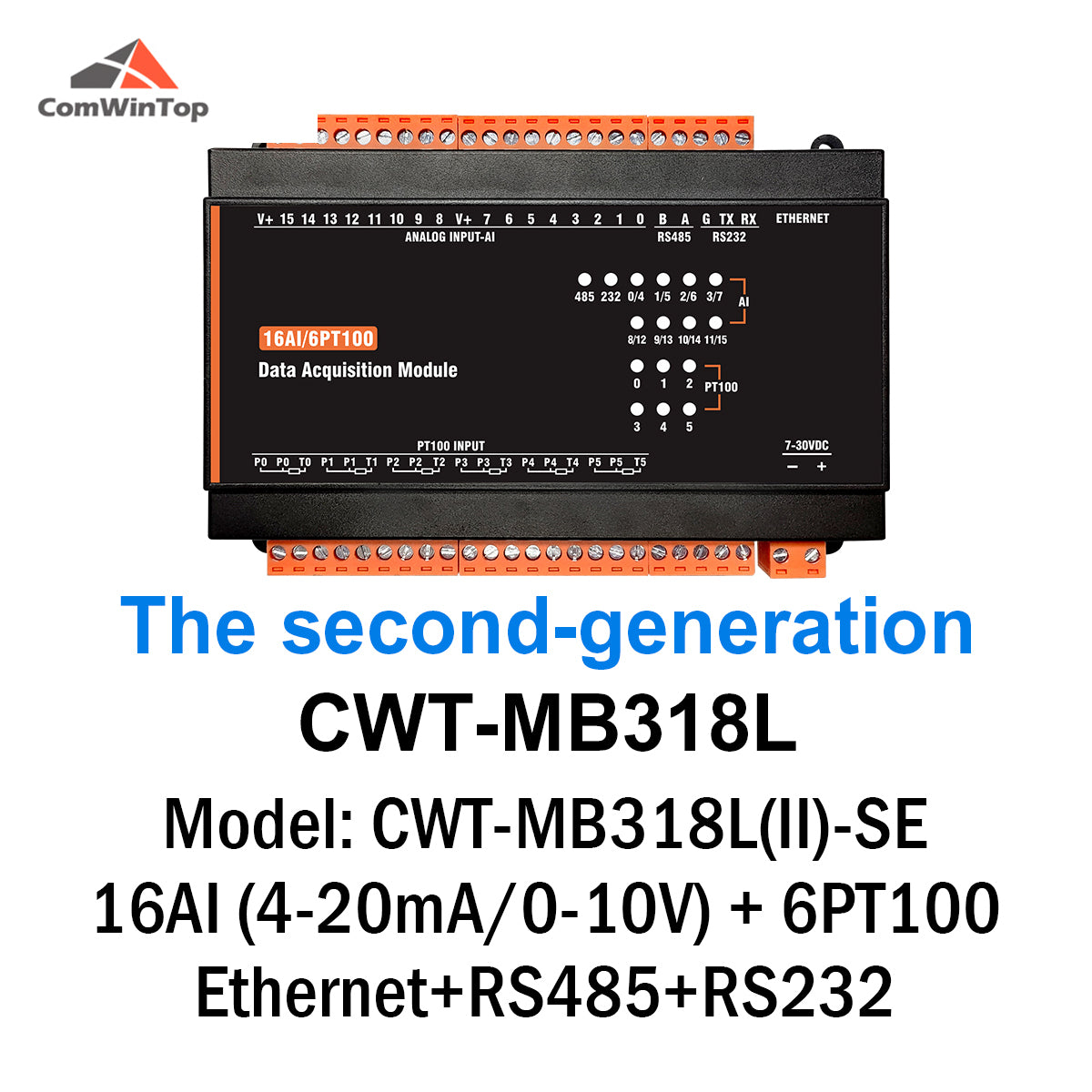 CWT-MB318L 8PT+16AI RS485 RS232 Ethernet Modbus Rtu Tcp Io Acquisition Module