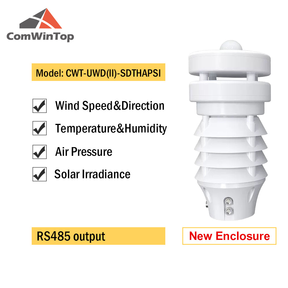 RS485 Ultrasonic Wind Speed and Direction Sensor Temperature Humidity Noise PM2.5 Pressure Light Rainfall Small Weather Station