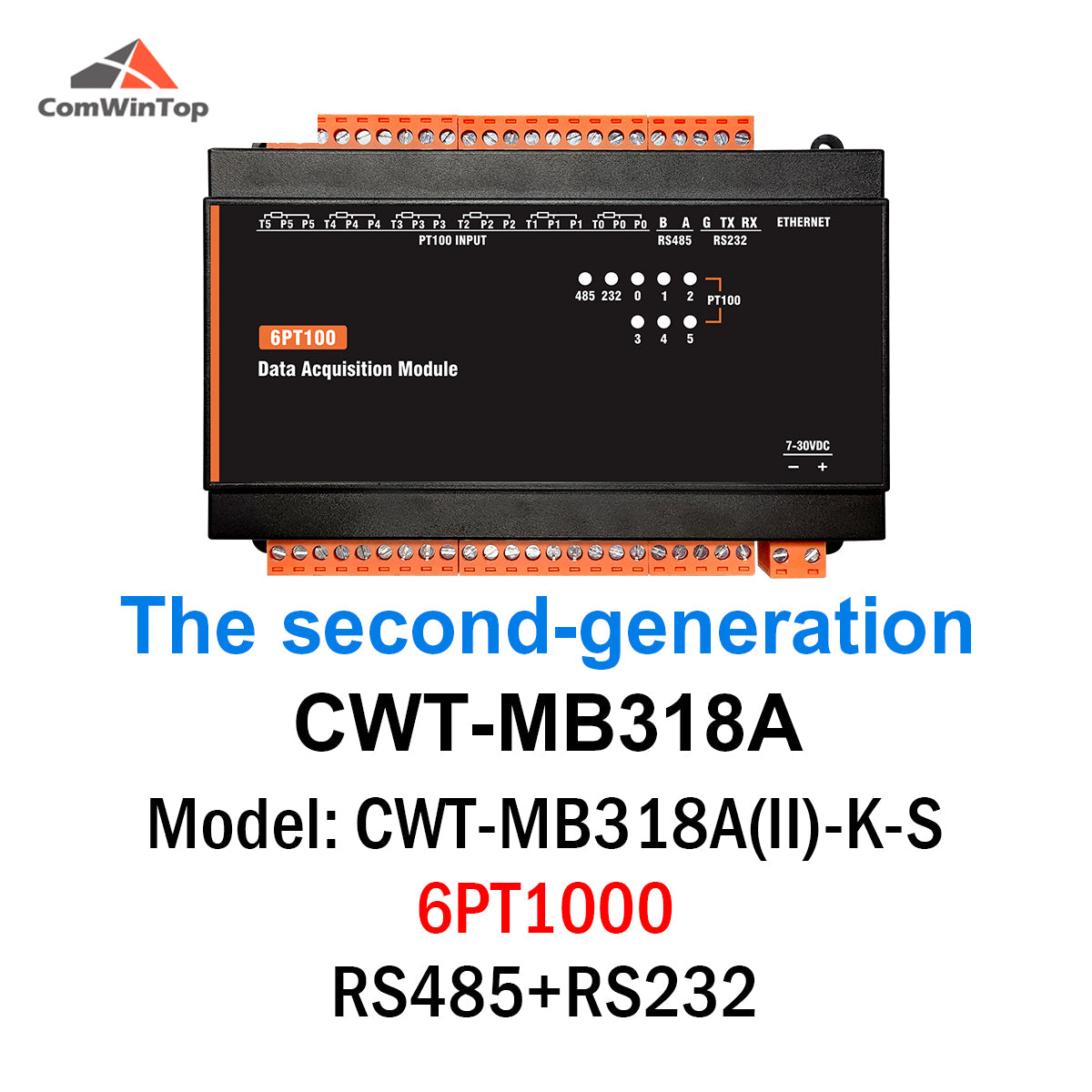 CWT-MB318A 6PT 6-Channel PT100 PT1000 Temperature Modbus Acquisition Module