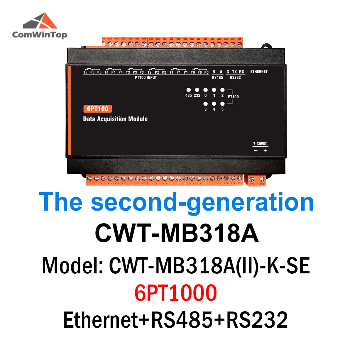 CWT-MB318A 6PT 6-Channel PT100 PT1000 Temperature Modbus Acquisition Module