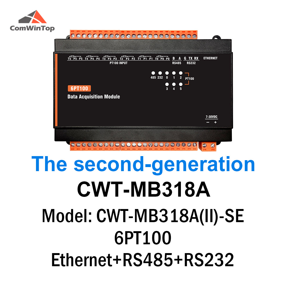 CWT-MB318A 6PT 6-Channel PT100 PT1000 Temperature Modbus Acquisition Module