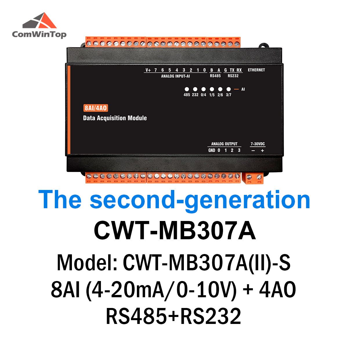 CWT-MB307A 8AI+4Ao RS485 RS232 Ethernet Modbus Tcp Module