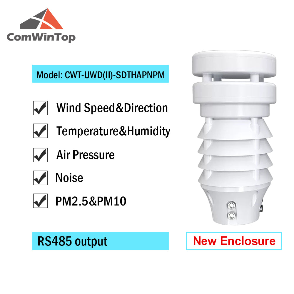 RS485 Ultrasonic Wind Speed and Direction Sensor Temperature Humidity Noise PM2.5 Pressure Light Rainfall Small Weather Station