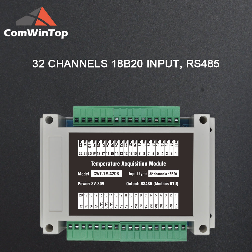 32 channels 18B20 Rs485 Modbus Output Temperature Acquisition Module