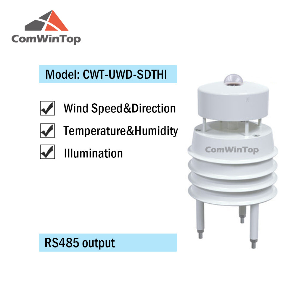 RS485 Ultrasonic Wind Speed and Direction Sensor Temperature Humidity Noise PM2.5 Pressure Light Rainfall Small Weather Station