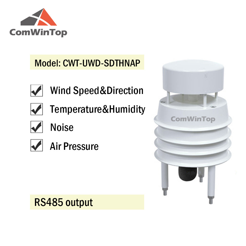 RS485 Ultrasonic Wind Speed and Direction Sensor Temperature Humidity Noise PM2.5 Pressure Light Rainfall Small Weather Station