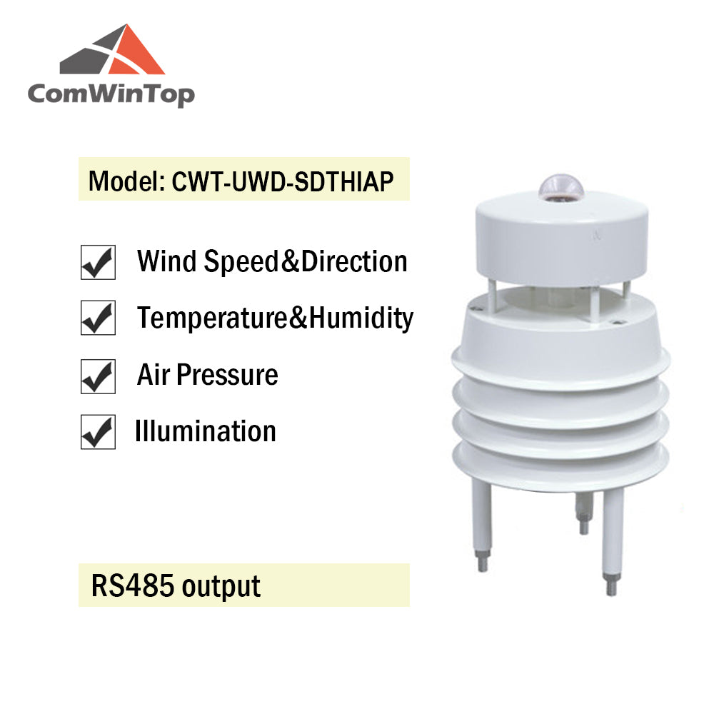 RS485 Ultrasonic Wind Speed and Direction Sensor Temperature Humidity Noise PM2.5 Pressure Light Rainfall Small Weather Station