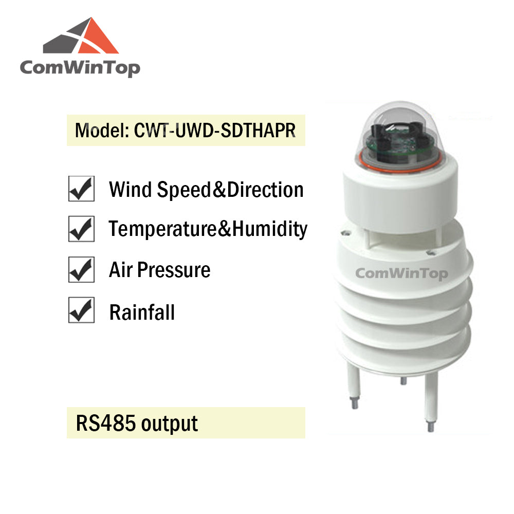 RS485 Ultrasonic Wind Speed and Direction Sensor Temperature Humidity Noise PM2.5 Pressure Light Rainfall Small Weather Station