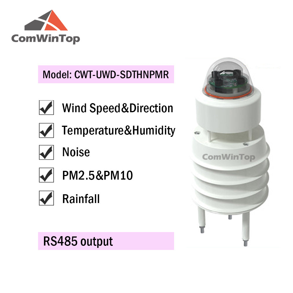 RS485 Ultrasonic Wind Speed and Direction Sensor Temperature Humidity Noise PM2.5 Pressure Light Rainfall Small Weather Station