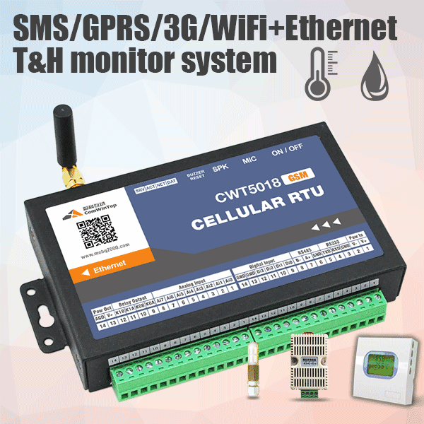 Multi Channel 3g Gsm Sms Gprs Wifi Ethernet Temperature Humidity Alarm Data Logger Monitor System