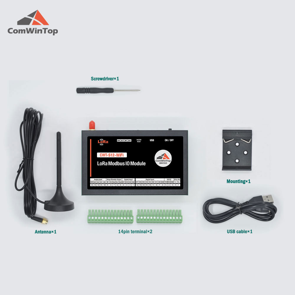 CWT-S12-wifi 12Di+4Do+4Ai Wifi Modbus Tcp IO Module, Remote Data Acqui ...