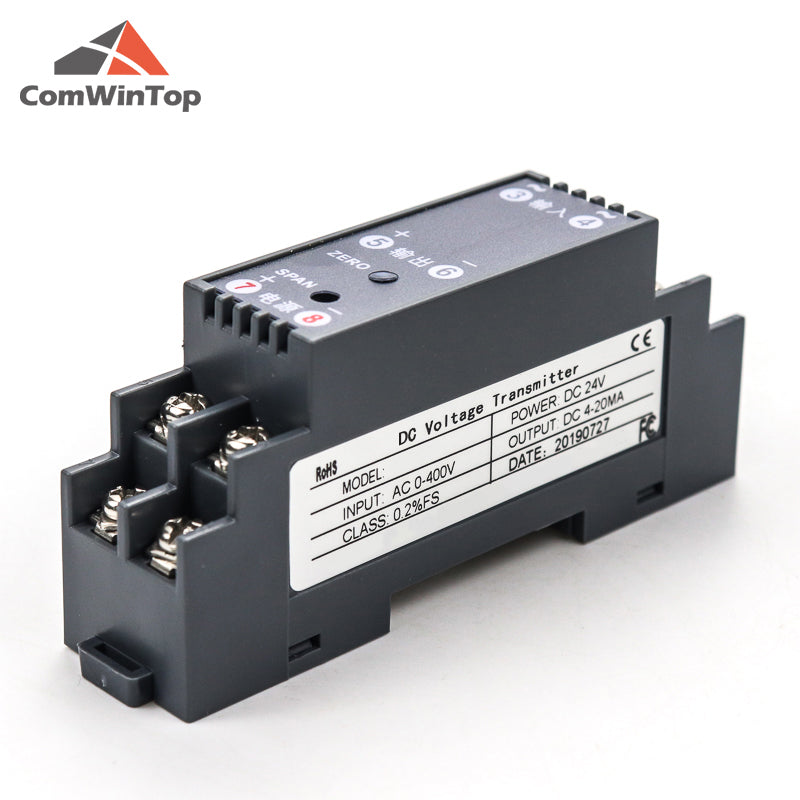 DC 0-1000V Input 4-20mA/RS485 Output Din Type Voltage Transmitter DC Voltage Signal Transducer Voltage Sensor