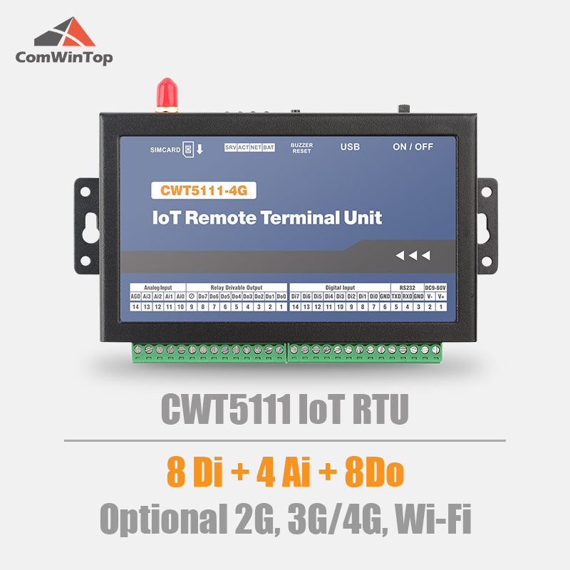 CWT5111 8DI 4AI 8DO Gsm Gprs 4g Wi-Fi Remote Data Acquisition Module Rtu Modem Support M2M Application
