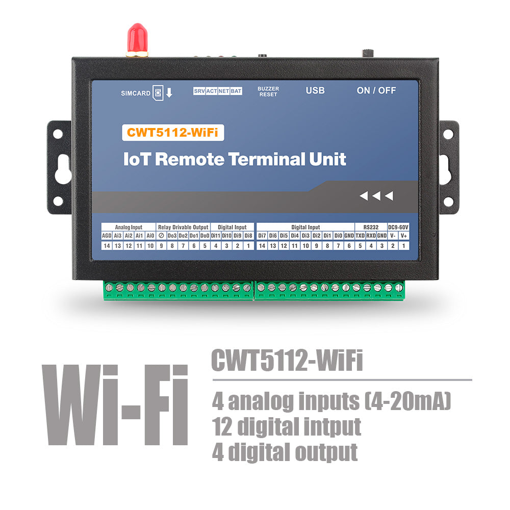 CWT5112 12DI 4AI 4DO Industrial Gsm Gprs 4g Wi-Fi Remote Data Acquisition Module Rtu Modem