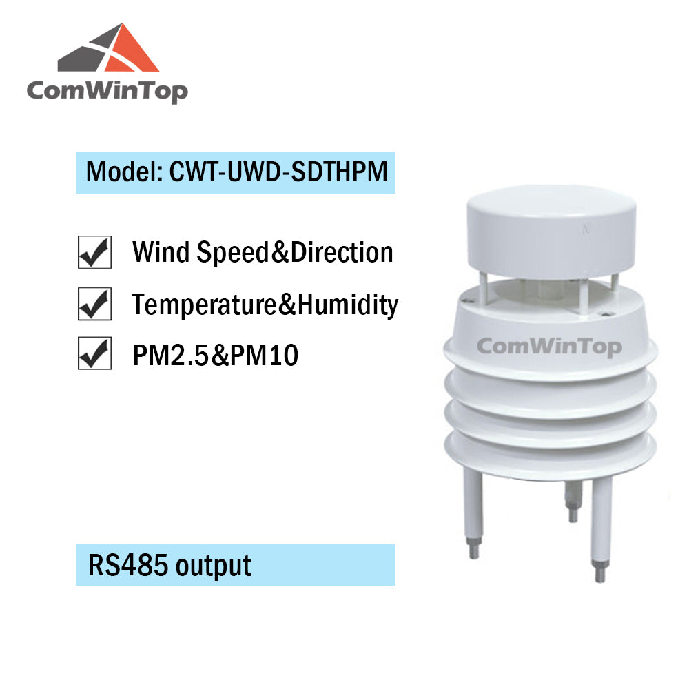 RS485 Ultrasonic Wind Speed and Direction Sensor Temperature Humidity Noise PM2.5 Pressure Light Rainfall Small Weather Station