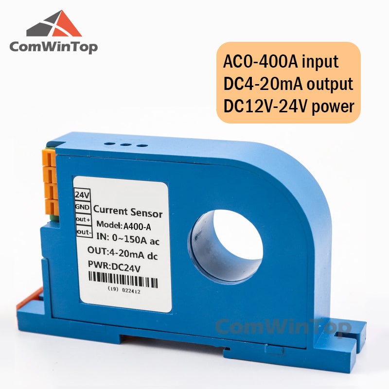 AC 0-400A Input 4-20mA/RS485 output Din type Current Transmitter closed loop Perforated ac ampere signal transducer current sens