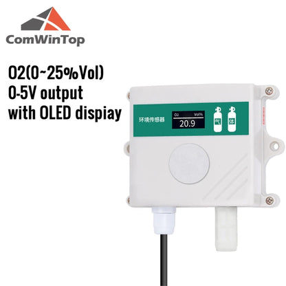 O2 sensor O2 transmitter intelligent oxygen transmitter in greenhouse agriculture farm oxygen detector modbus RS485 4-20MA 0-5V