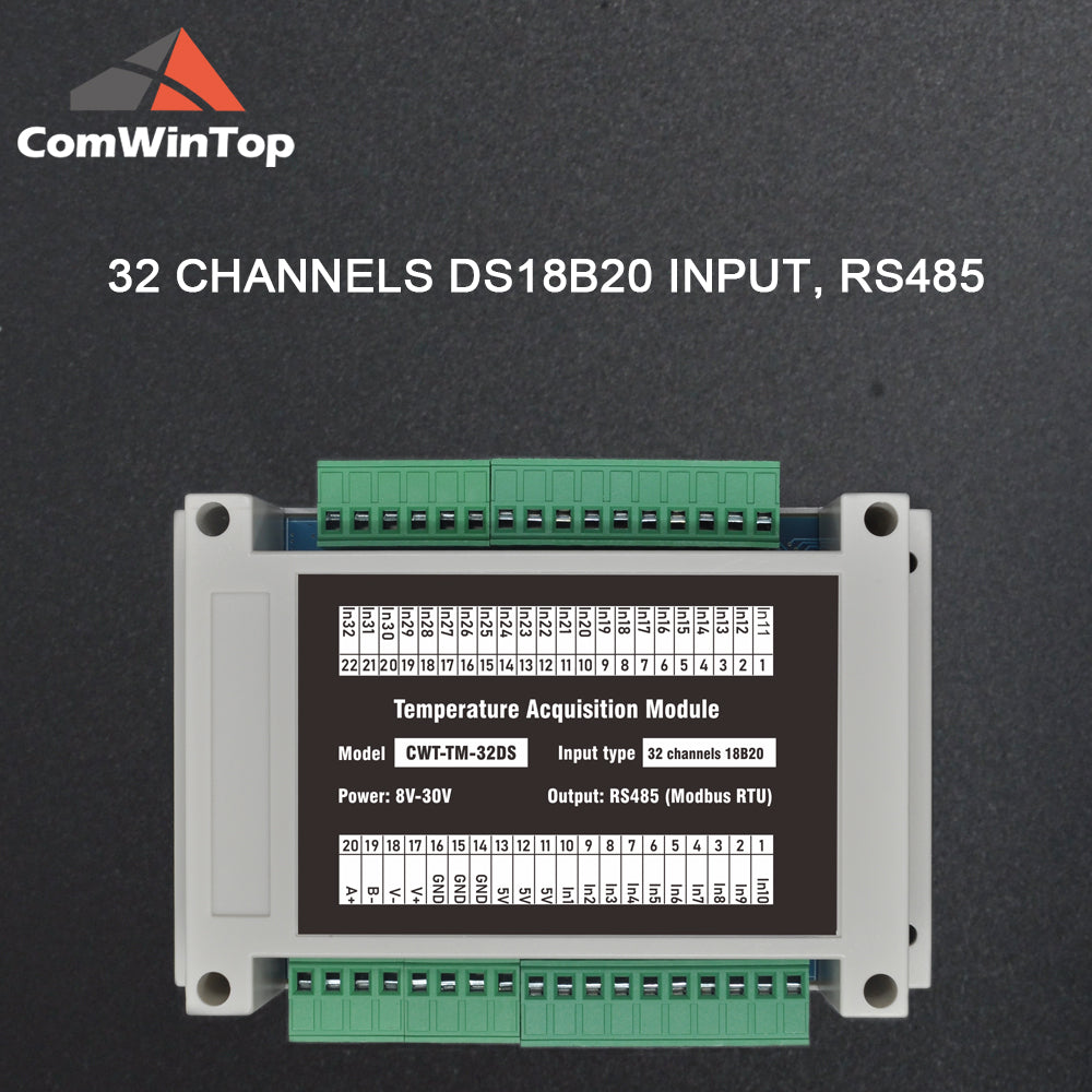 32 channels Ds18B20 Rs485 Modbus Output Temperature Acquisition Module