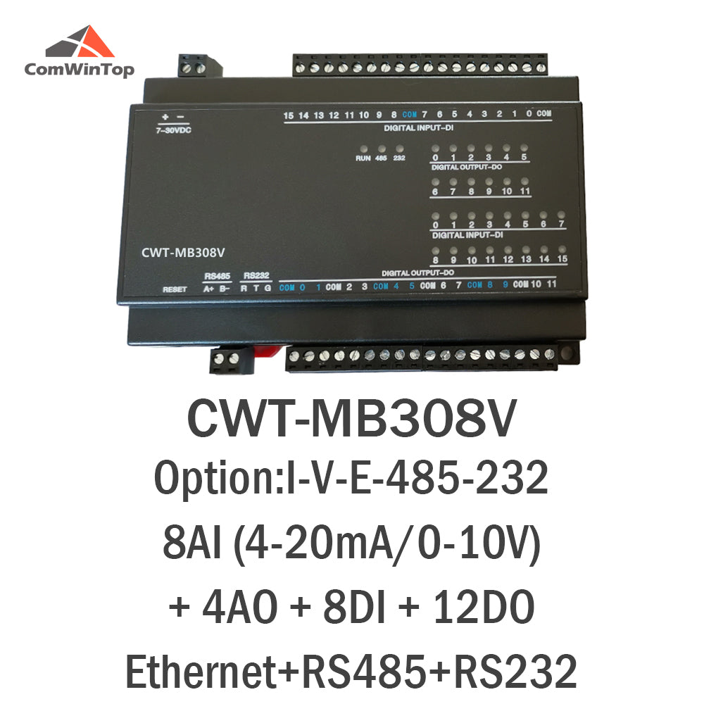 CWT-MB308V 8AI+4AO+8DI+12DO RS485 RS232 Ethernet Modbus Rtu Tcp Io Acquisition Module