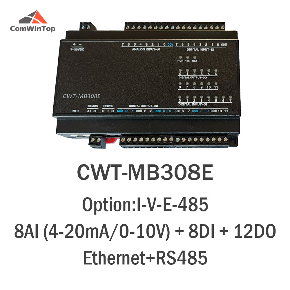 CWT-MB308E 8AI+8DI+12DO RS485 RS232 Ethernet Modbus Rtu Tcp Io Acquisition Module