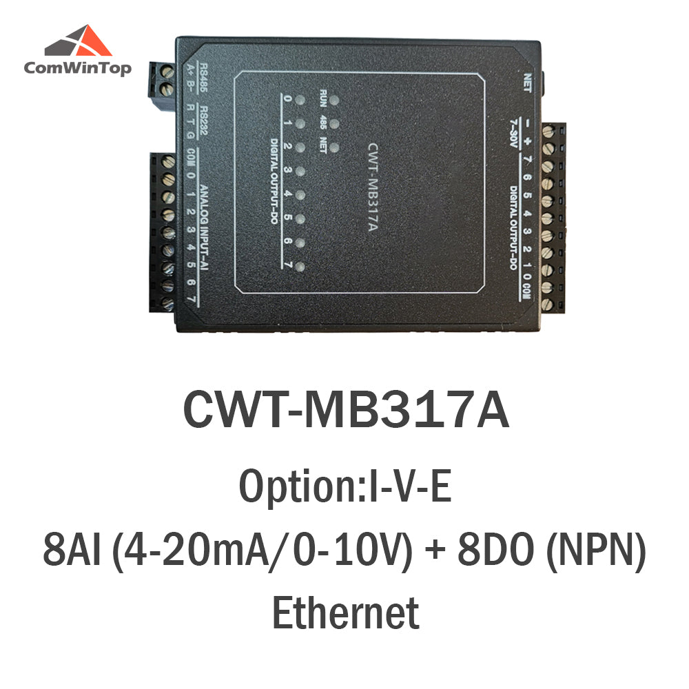 CWT-MB317A 8AI+8DO(NPN) RS485 RS232 Ethernet Modbus Rtu Tcp Io Acquisition Module