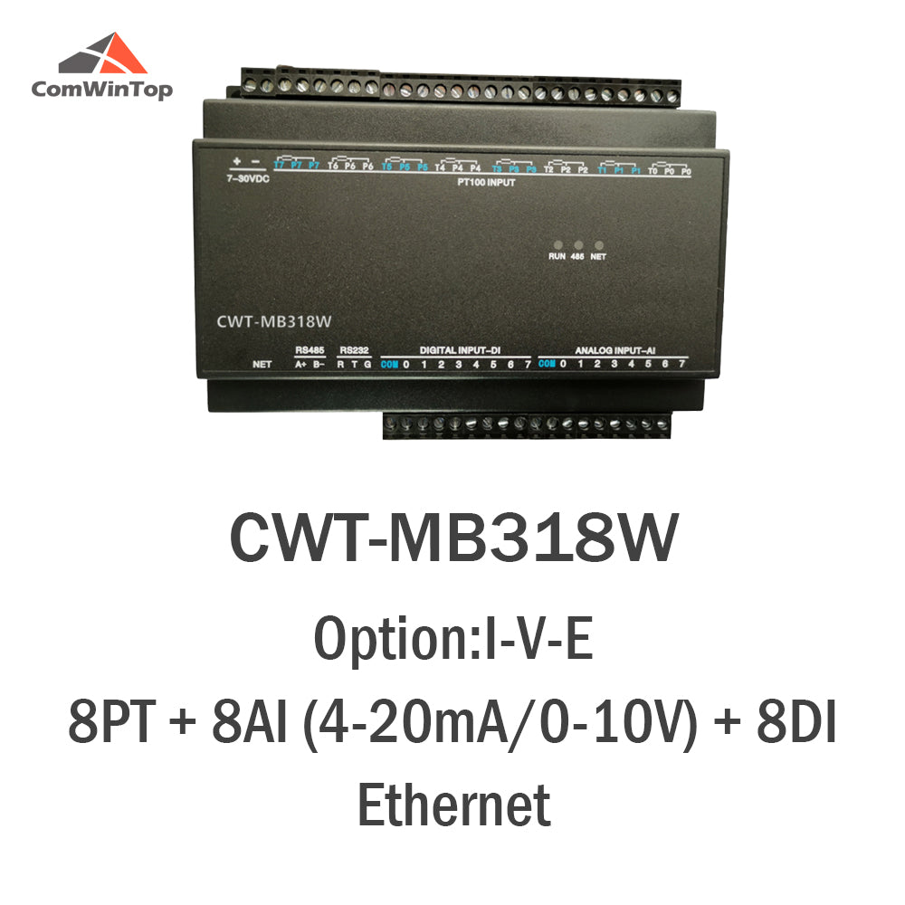 CWT-MB318W 8PT+8AI+8DI RS485 RS232 Ethernet Modbus Rtu Tcp Io Acquisition Module